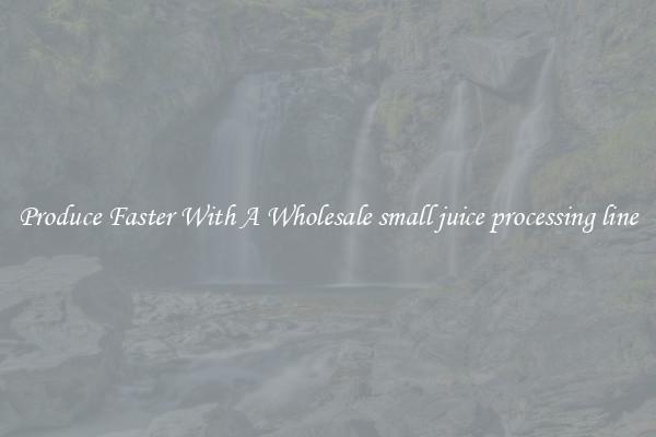Produce Faster With A Wholesale small juice processing line
